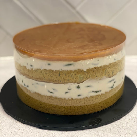 Cendol Pandan Chiffon Cake with Santan Pudding